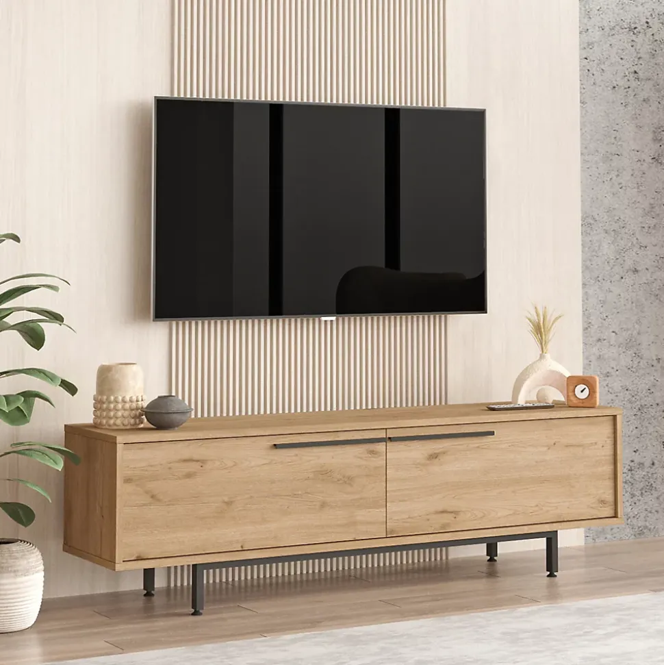 Meuble TV Urejovle 160 x 36 x 45 cm effet chêne noir en.casa
