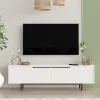 Meuble TV Urejovle 160 x 36 x 45 cm blanc noir en.casa