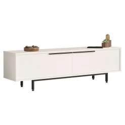 Meuble TV Urejovle 160 x 36 x 45 cm blanc noir en.casa