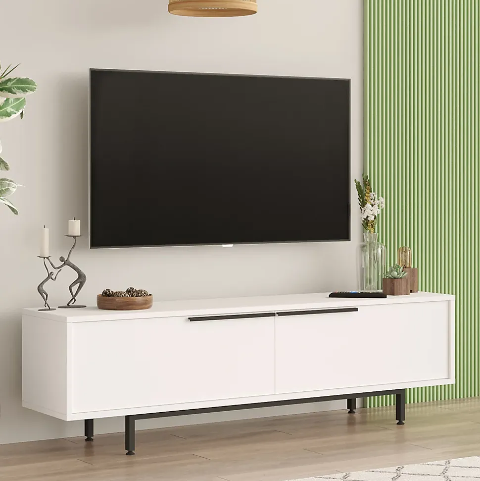 Meuble TV Urejovle 160 x 36 x 45 cm blanc noir en.casa
