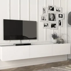 Meuble TV Vihti 180 x 31 x 29,5 cm blanc en.casa
