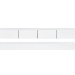 Meuble TV 130x33x15 cm blanc en MDF, suspendu, avec rangements et éclairage LED pilotable par application