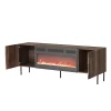 Meuble TV 190x69x40 Cm Couleur Noix Noco Avec Cheminée Intégrée Noir Meuble Hi-fi