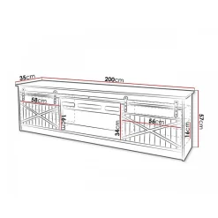 Meuble TV 200x57x35 Cm Noir Brillant Grange Avec Cheminée Chauffante Intégrée Meuble Hi-fi À Poser