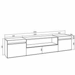 Meuble TV 200x35x45cm couleur noir