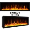Meuble TV 210x35x57cm feu led sans chaleur XXL couleur chêne