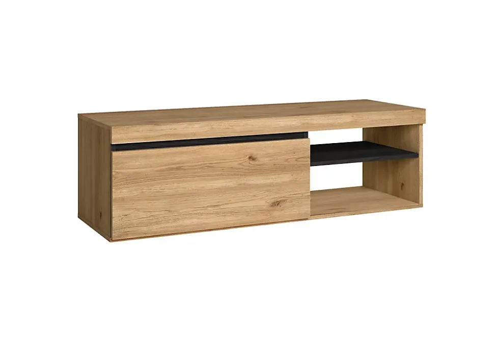 Meuble TV 120x40x41cm modèle Naturale couleur chêne et noir