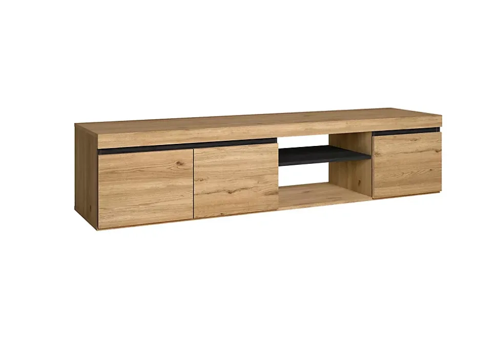 Meuble TV 160x40x41cm modèle Naturale couleur chêne et noir