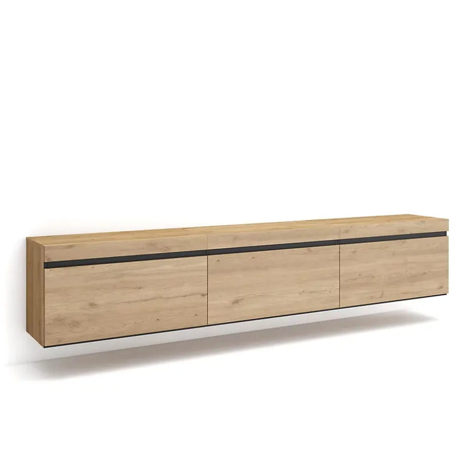 Meuble TV 240x35x45cm suspendu couleur chêne