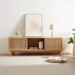 Meuble TV Ypäjä 150 x 42 x 50 cm bambou naturel en.casa