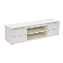 Meuble TV/Vidéo COMO 140cm 2 portes + 1 niche / Blanc