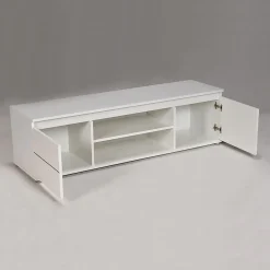 Meuble TV/Vidéo COMO 140cm 2 portes + 1 niche / Blanc