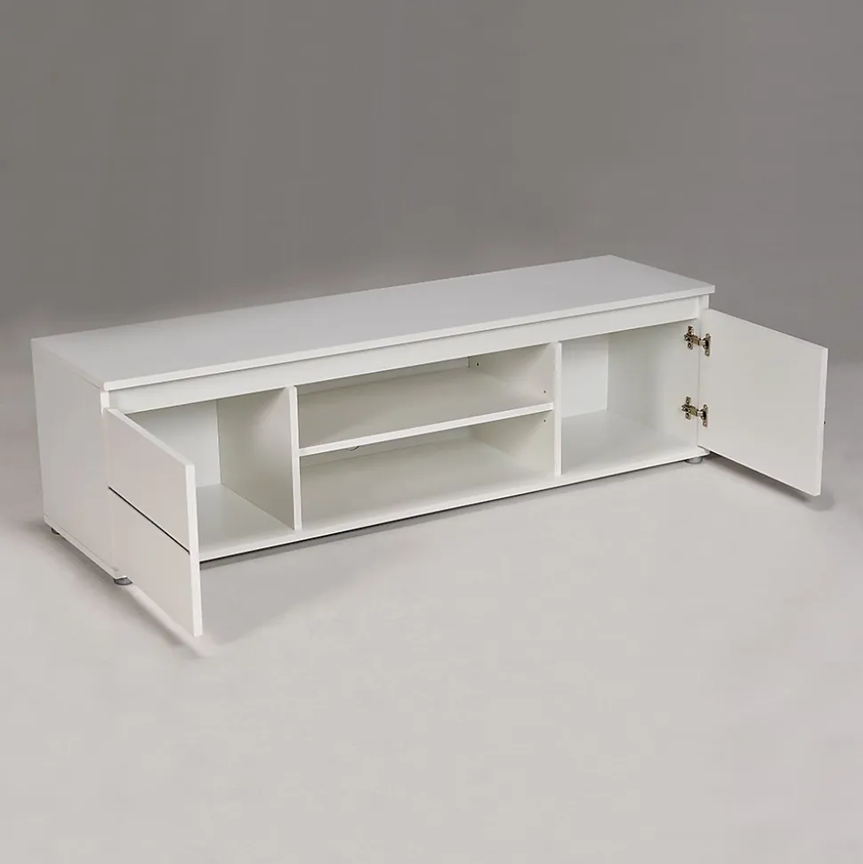 Meuble TV/Vidéo COMO 140cm 2 portes + 1 niche / Blanc