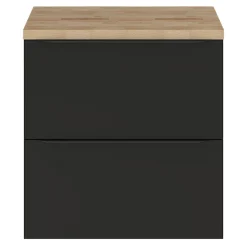 Meuble vasque suspendu noir mat l.60 cm Imandra + plan de toilette effet chêne, GoodHome