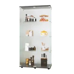 Meuble Vitrine en Verre,Vitrine Verre pour Collection avec 2 Portes et 4 étagères en Serrure, noir