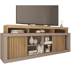 Meubles d appoint - Caemmum - Meuble TV 70 Pouces Chêne et Gris 2 Portes - SEJOUR