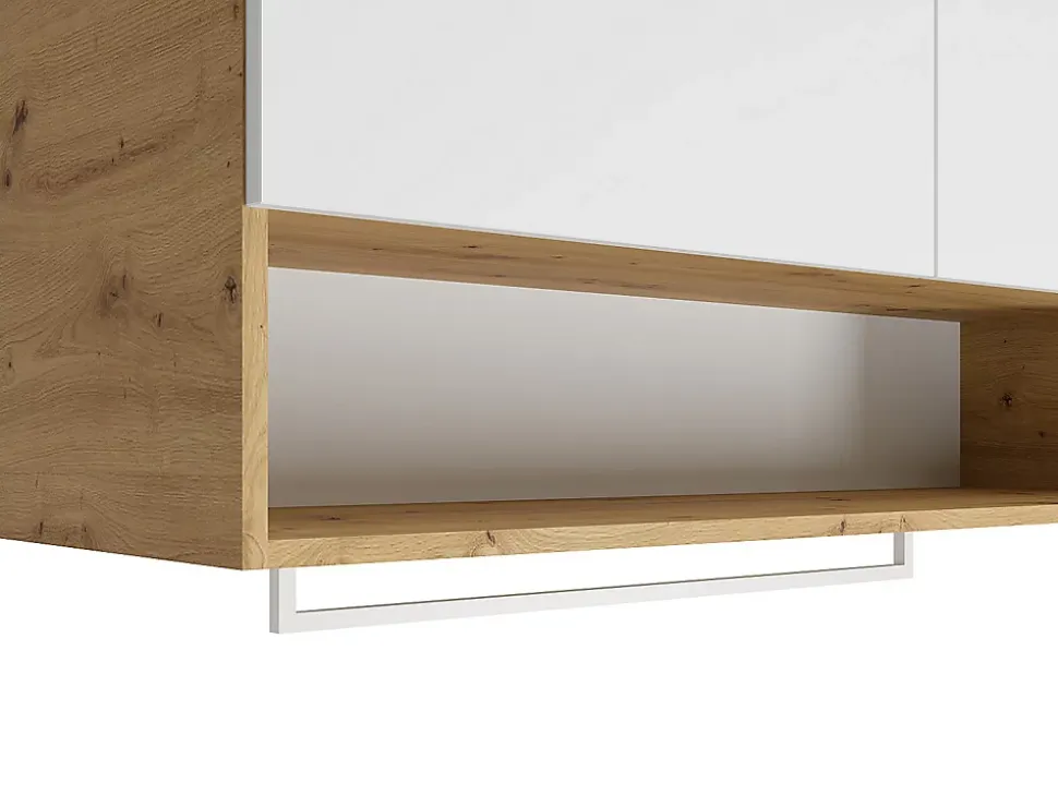 Meubles de buanderie pour machine à laver avec plan de travail - L122 cm - Blanc et naturel clair - NATAJI