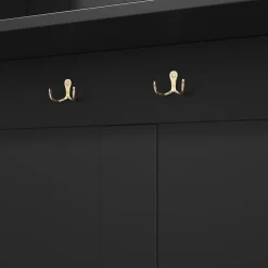 Meubles d'entrée - Porte-Manteaux avec Banc de Rangement, 6 Crochets, Étagères, Meuble Vestiaire Polyvalent - 120x40x191 cm - Noir