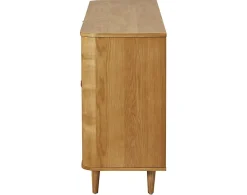 Milazzo - buffet bas - bois plaqué chêne et cannage - 3 tiroirs et 2 portes - 160 cm - Lisa Design