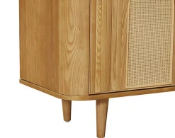 Milazzo - buffet bas - bois plaqué chêne et cannage - 3 tiroirs et 2 portes - 160 cm - Lisa Design