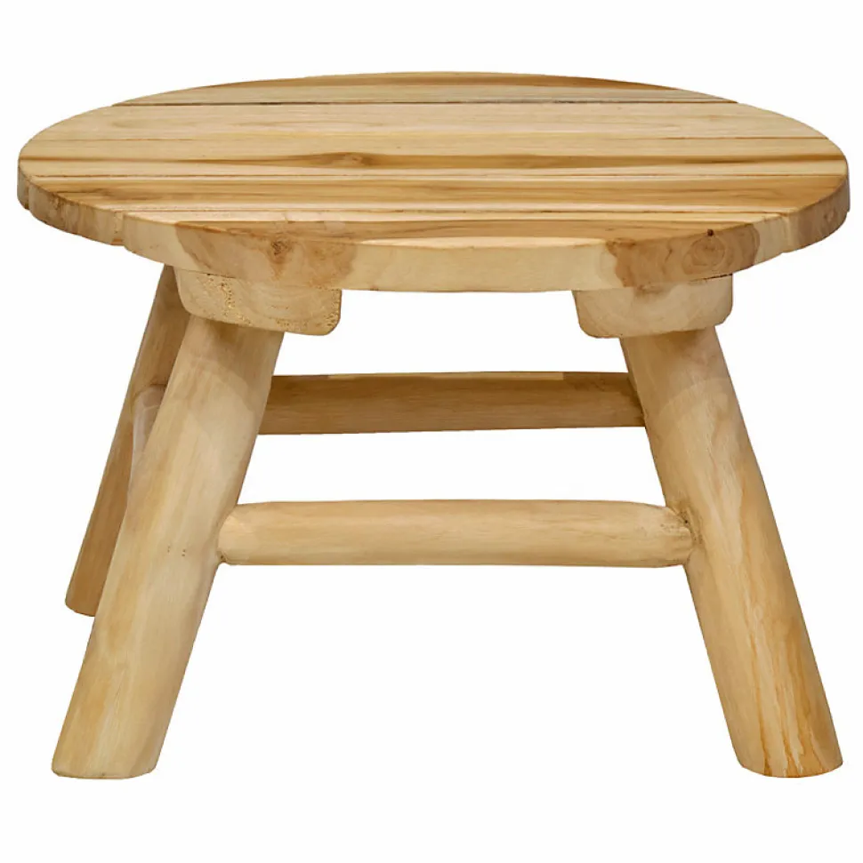 Mini tabouret - Porte plante D.30 en bois de teck naturel - OLIVIA