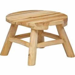 Mini tabouret - Porte plante D.30 en bois de teck naturel - OLIVIA