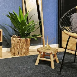 Mini tabouret - Porte plante D.30 en bois de teck naturel - OLIVIA