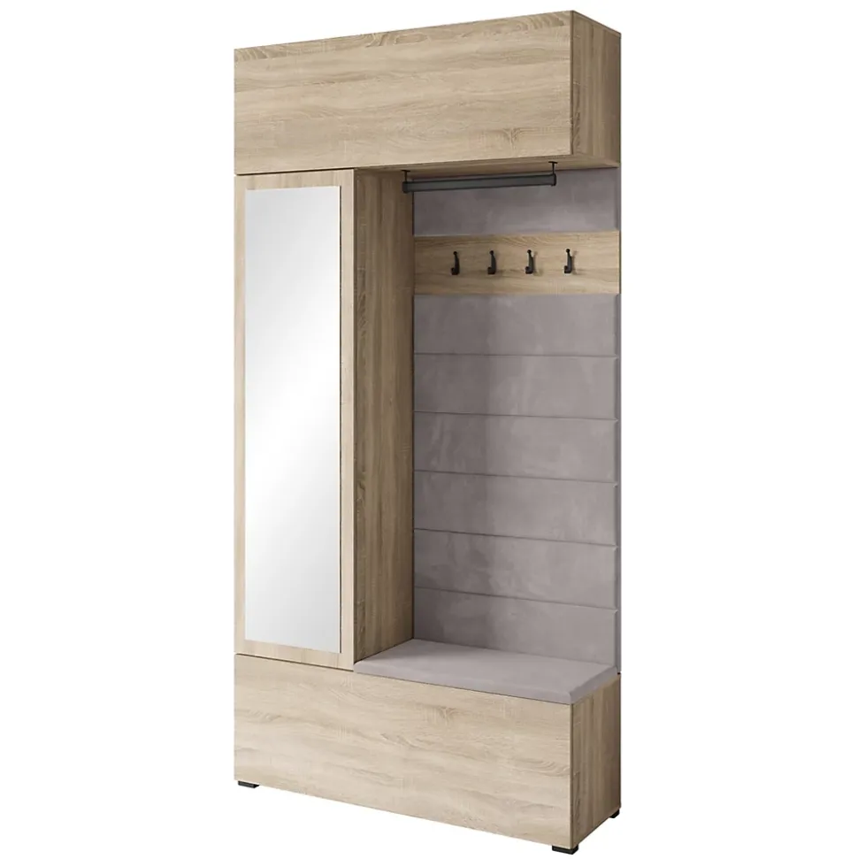 Minio go for it, Armoire TOKAT couleur chêne sonoma / panneaux gris