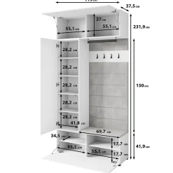 Minio go for it, Armoire TOKAT couleur chêne sonoma / panneaux gris
