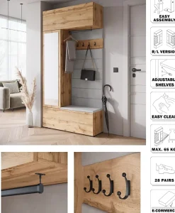 Minio go for it, Armoire TOKAT couleur chêne wotan / panneaux gris