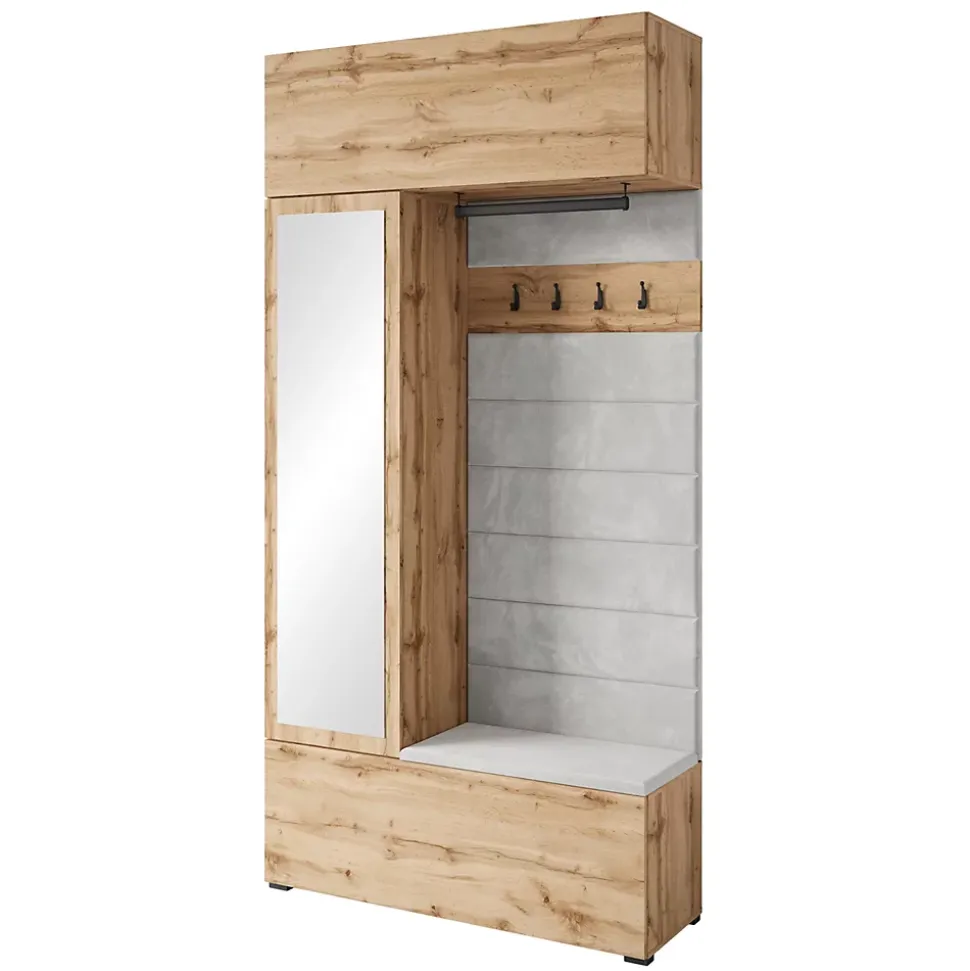 Minio go for it, Armoire TOKAT couleur chêne wotan / panneaux gris