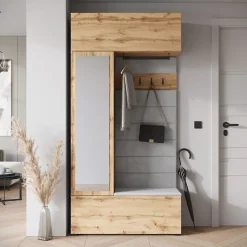 Minio go for it, Armoire TOKAT couleur chêne wotan / panneaux gris