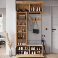 Minio go for it, Armoire TOKAT couleur chêne wotan / panneaux gris