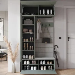 Minio go for it, Armoire TOKAT couleur vert brumeux / panneaux gris