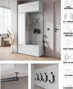 Minio go for it, Armoire TOKAT en blanc / panneaux gris