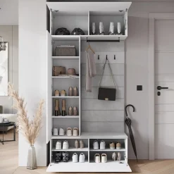 Minio go for it, Armoire TOKAT en blanc / panneaux gris