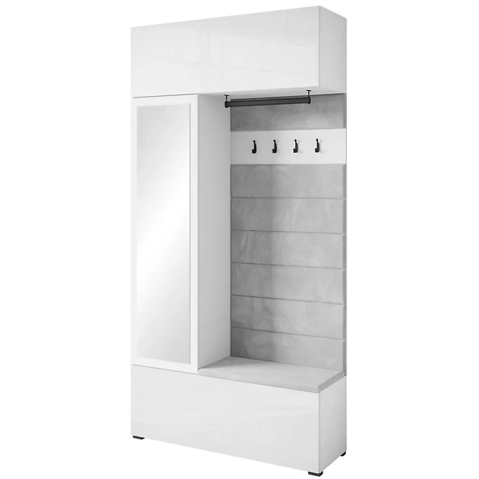 Minio go for it, Armoire TOKAT en blanc / panneaux gris