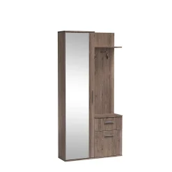 Minio go for it, Ensemble vestiaire ALEX avec miroir 97x195x30, chêne truffé