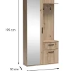 Minio go for it, Ensemble vestiaire ALEX avec miroir 97x195x30, chêne Sonoma