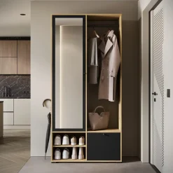 Minio go for it, Ensemble vestiaire DAFNI avec miroir 90x190x33, artisan/noir