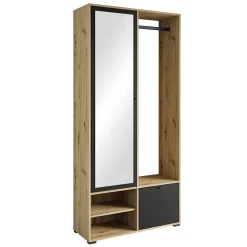 Minio go for it, Ensemble vestiaire DAFNI avec miroir 90x190x33, artisan/noir