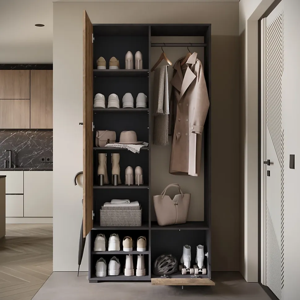 Minio go for it, Ensemble vestiaire DAFNI avec miroir 90x190x33, matera / marron Wrocław