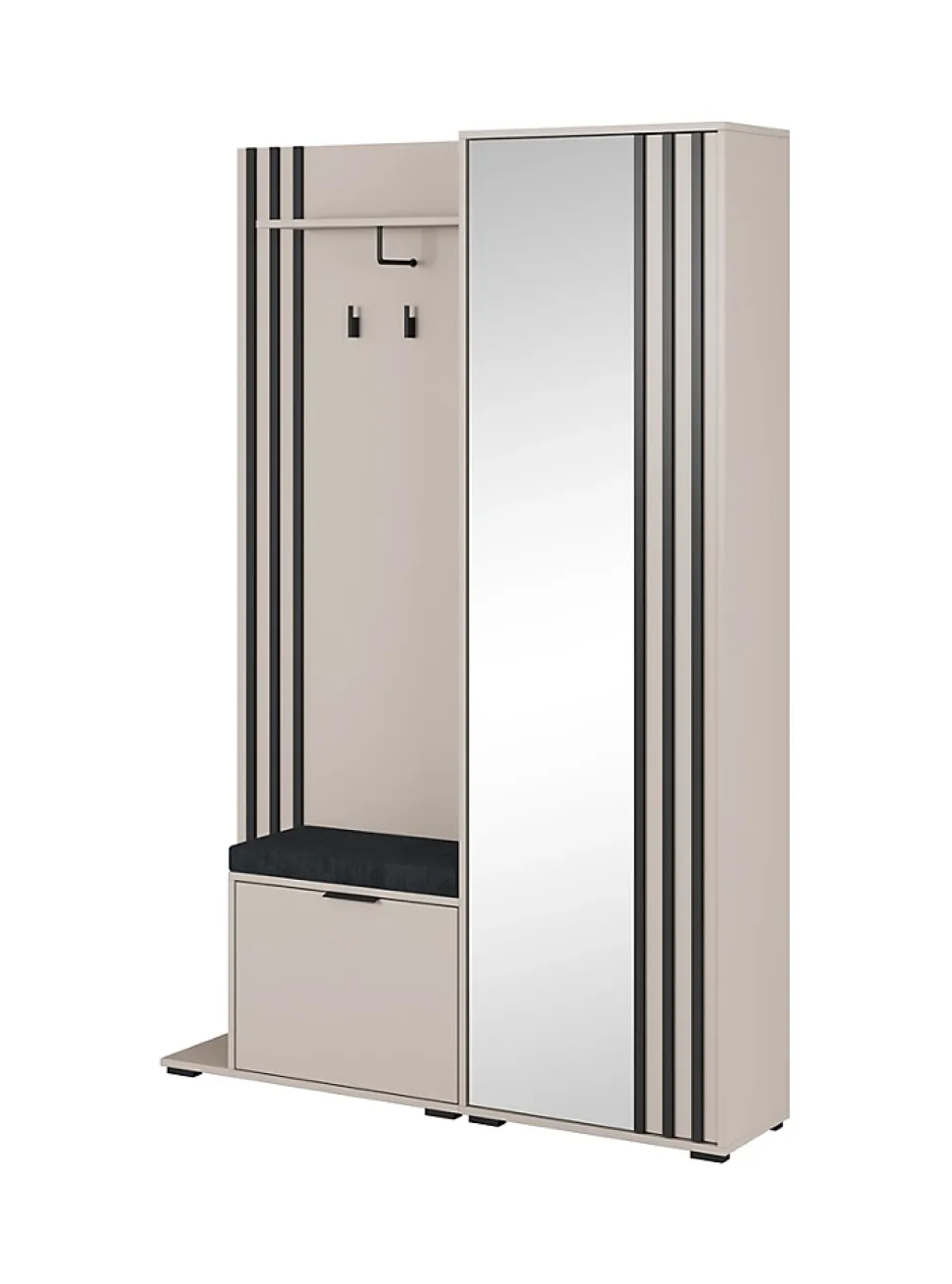 Minio go for it, Ensemble vestiaire NEL, avec miroir, avec siège tapissé, 131 cm, cachemire