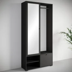 Minio go for it, Ensemble vestiaire DAFNI avec miroir 90x190x33, noir