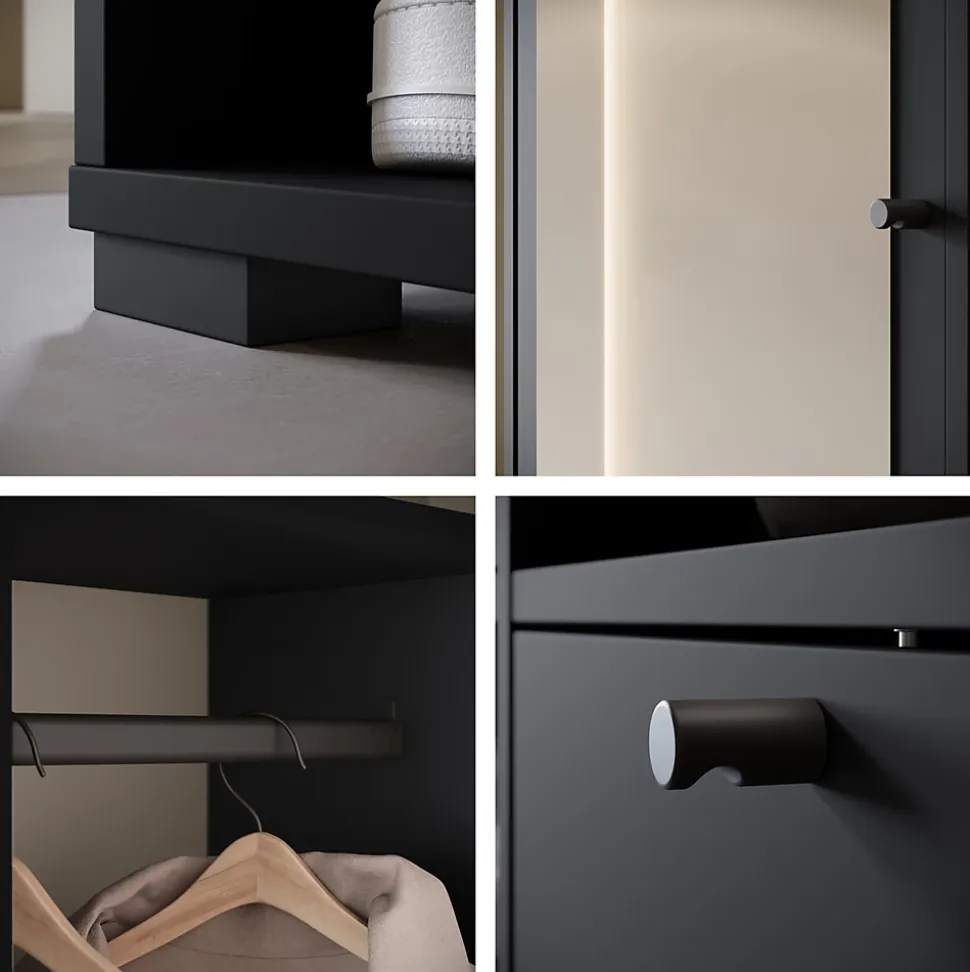 Minio go for it, Ensemble vestiaire DAFNI avec miroir 90x190x33, noir