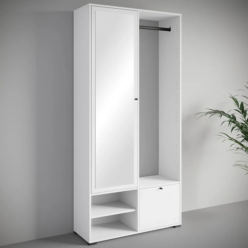 Minio go for it, Ensemble vestiaire DAFNI avec miroir 90x190x33, blanc