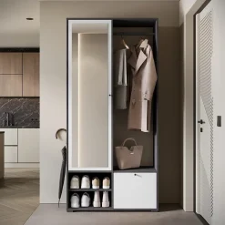 Minio go for it, Ensemble vestiaire DAFNI avec miroir 90x190x33, matera/blanc
