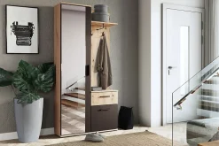 Minio go for it, Ensemble vestiaire ALEX avec miroir 97x195x30, chêne Artisan et noir