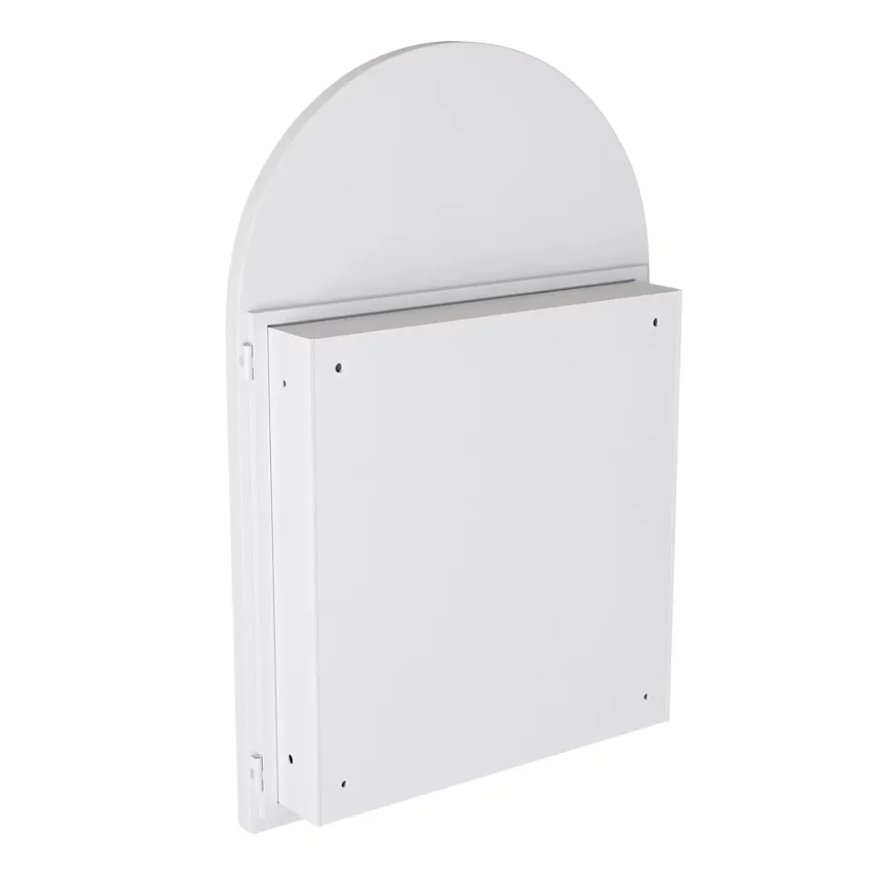 Miroir - Armoire Miroir Arc avec Meuble de Rangement Mural Pour Salle de Bain, Salon ou Chambre, 91 x 61 x 12 cm, Blanc