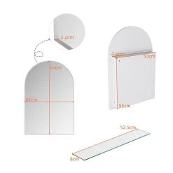 Miroir - Armoire Miroir Arc avec Meuble de Rangement Mural Pour Salle de Bain, Salon ou Chambre, 91 x 61 x 12 cm, Blanc